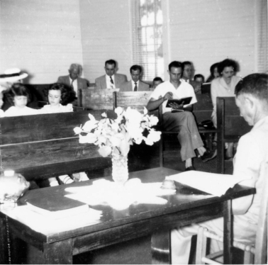 <span>1950 - Inside Woolsey Baptist Church:</span> Courtesy of Sylvia Schell
